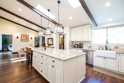 Spacious, fully-equipped kitchen with luxurious amenities.
