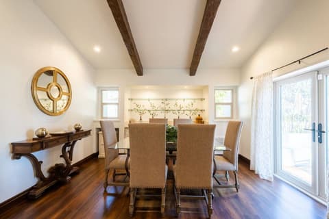 Inviting dining space for unforgettable family gatherings with delectable cuisine and beverages.