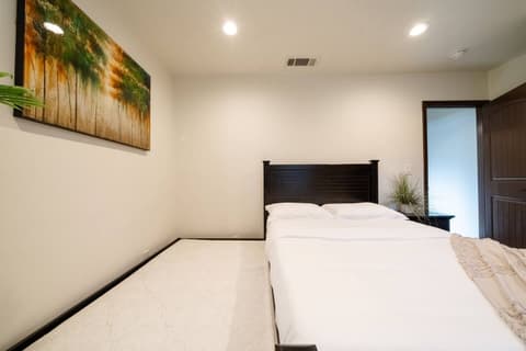 Ample bedroom with a single bed and spacious closet.