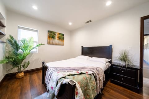 A spacious and opulent suite featuring a queen-size bed and outstanding natural illumination.