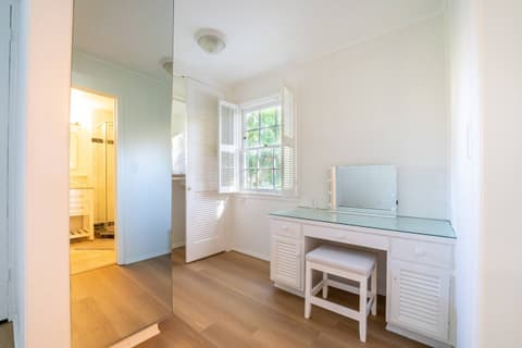 Illuminated vanity mirror for a glamorous touch.